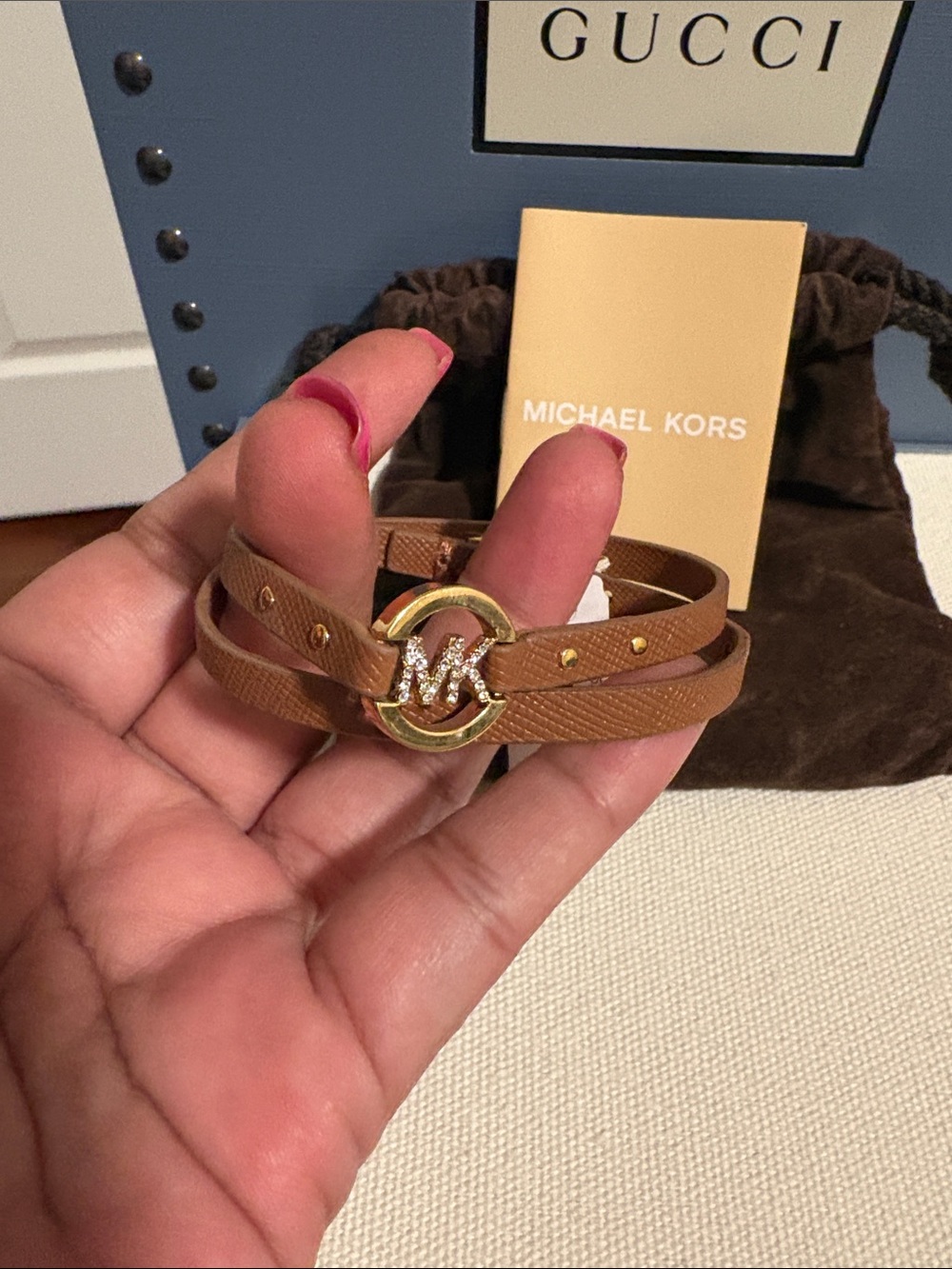 NWT Michael Kors Leather Wrap Bracelet With Dustbag - Picture 3 of 4